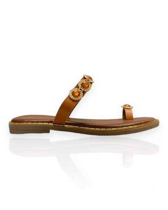 ΓΥΝΑΙΚΕΙΑ FLATFORMS FAMOUS ΣΕ CAMEL ΧΡΩΜΑ ΜΕ ΧΡΥΣΑ ΣΤΟΙΧΕΙΑ