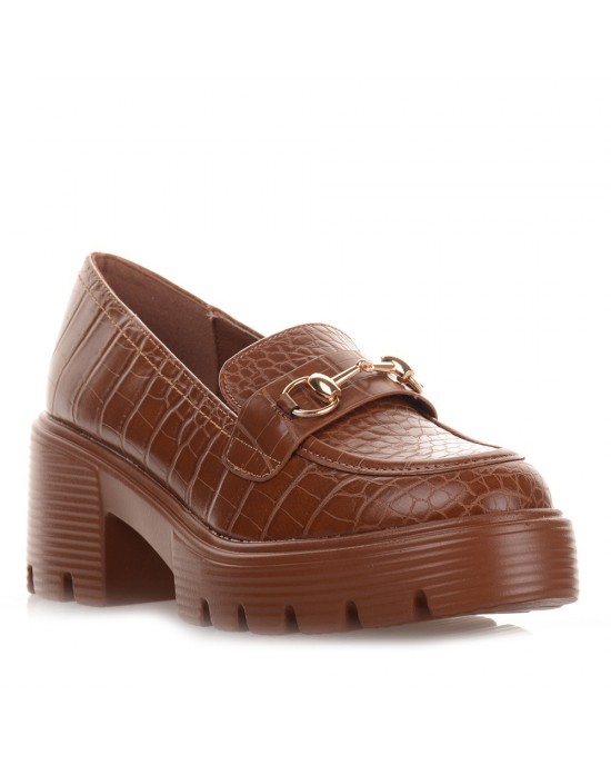 Κροκό Chunky Loafers Camel Famous