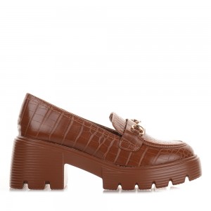 Κροκό Chunky Loafers Camel Famous