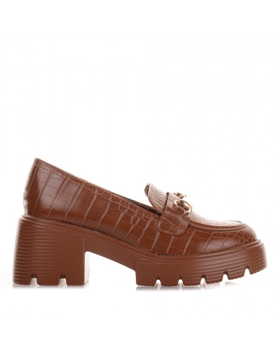 Κροκό Chunky Loafers Camel Famous