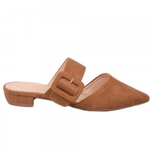 Κάμελ Flat mules με τόκα Famous